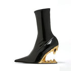 Black Patent Leather Gold Heel