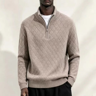 Men's Half-Zip Stand-Collar Sweater Casual Pullover