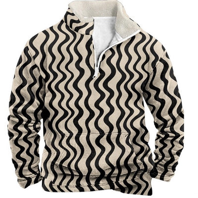 Nouveau sweat à capuche polaire demi-zip style japonais pour homme, col montant
