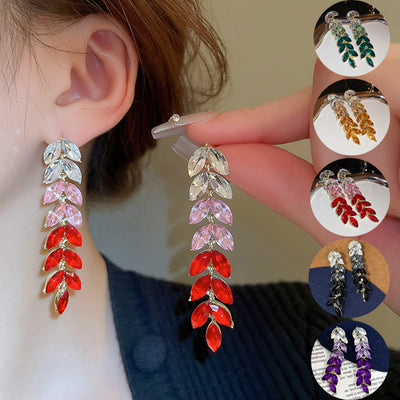 Gradient Color Tassel Wheat Long Earrings Women