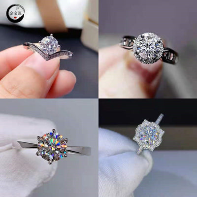 Bague tendance en zircon imitation moissanite huit cœurs huit flèches, vue en live chez les influenceurs Kuaishou, pour femme et homme, alliance six griffes