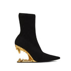 Black Knitted Gold Heel