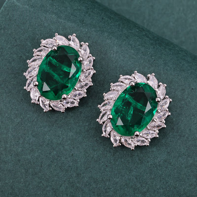 Original Colored Gemstone Emerald Necklace And Earrings For Women