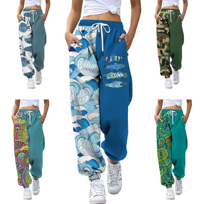 Ankle Banded Pants Slimming Printed Slim Sports High Waist