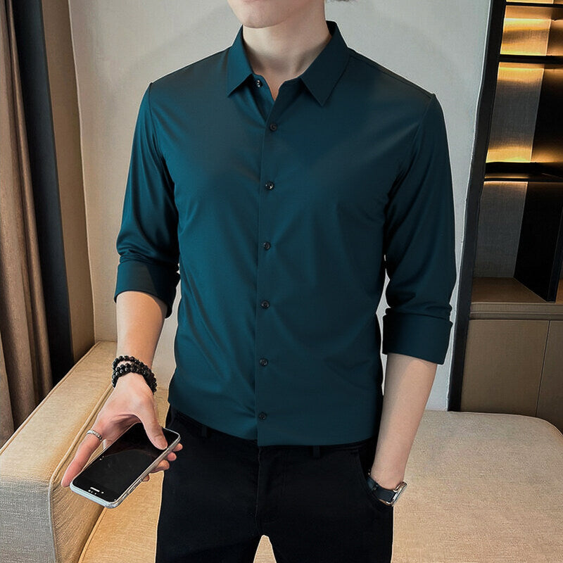 Men's Business Long Sleeve Solid Collar Shirt