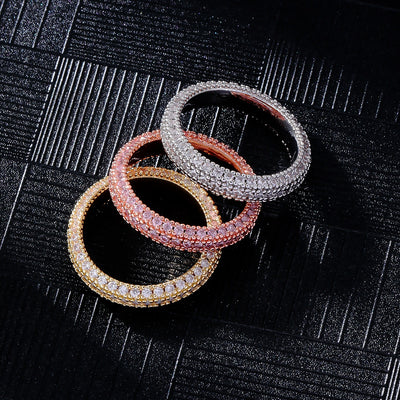 Bague Joseph Jewelry trois faces en zircon brillant, style européen et américain, bague hip-hop personnalisée tendance