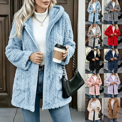Gilet zippé en peluche double face décontracté pour femme