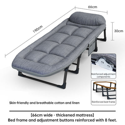 Chaise pliante portable réglable, gain de place, avec poche latérale, pour chambre, bureau, extérieur et camping, compacte