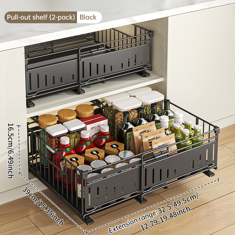 Organisateur de tiroir de cuisine télescopique, rangement coulissant réglable (33-49cm)