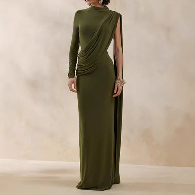 Robe fourreau unie asymétrique élégante pour femme, été