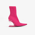 Rose Red Knitted Clear Heel