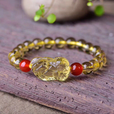 Natural Citrine Pixiu Bead Bracelet