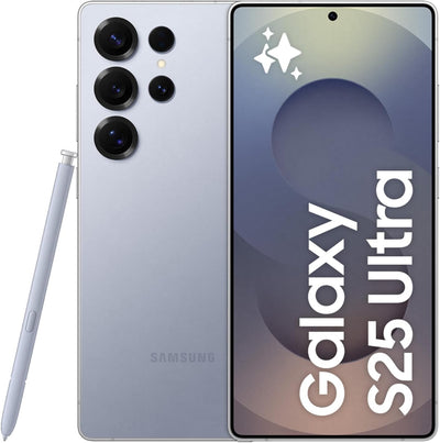 Samsung Galaxy S25 Ultra 5G SM-S938B/DS 256GB 12GB Dual SIM, smartphone GSM débloqué d'usine, écran AMOLED 6,9" 120Hz, appareil photo 200MP - Version internationale (Bleu argent titane)