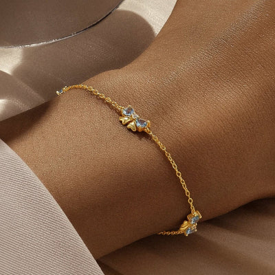 Women's Fashionable Blue Zircon-inlaid Bow Bracelet