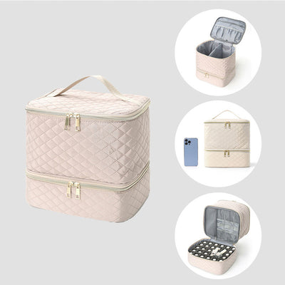 Mallette de rangement ongles portable à 30 compartiments avec pochettes pour vernis & huiles, kit tout-en-un pour outils de manucure & cosmétiques