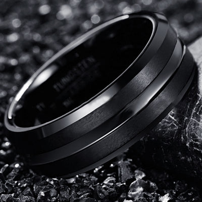 8mm Frosted Surface Middle Groove Electroplating Black For Men