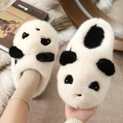 Chaussons pelucheux d'intérieur antidérapants à semelle épaisse