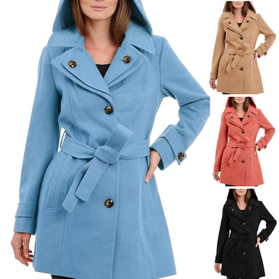 Manteau en laine épais pour femme à multiples boutons