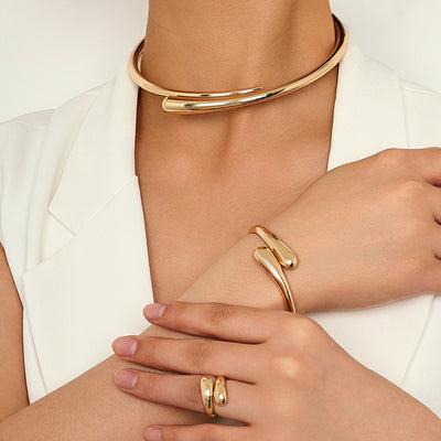 Geometric Circular Polished Womens Necklace Bracelet And Ring