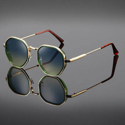 Nouvelles lunettes de soleil steampunk, style européen et américain, lunettes de soleil tendance pour homme à grande monture métallique multi-facettes, design rétro