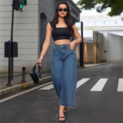 Pantalon large évasé uni polyvalent pour femme