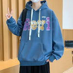 Youth Trendy Printed Long Sleeve Hooded Pullover Sweatshirt