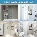 Hanging Bathroom Organizer for Glass Doors, 2-Tier Over-the-Door Storage Shelf, No Drill, Rust-Resistant Toiletries Rack