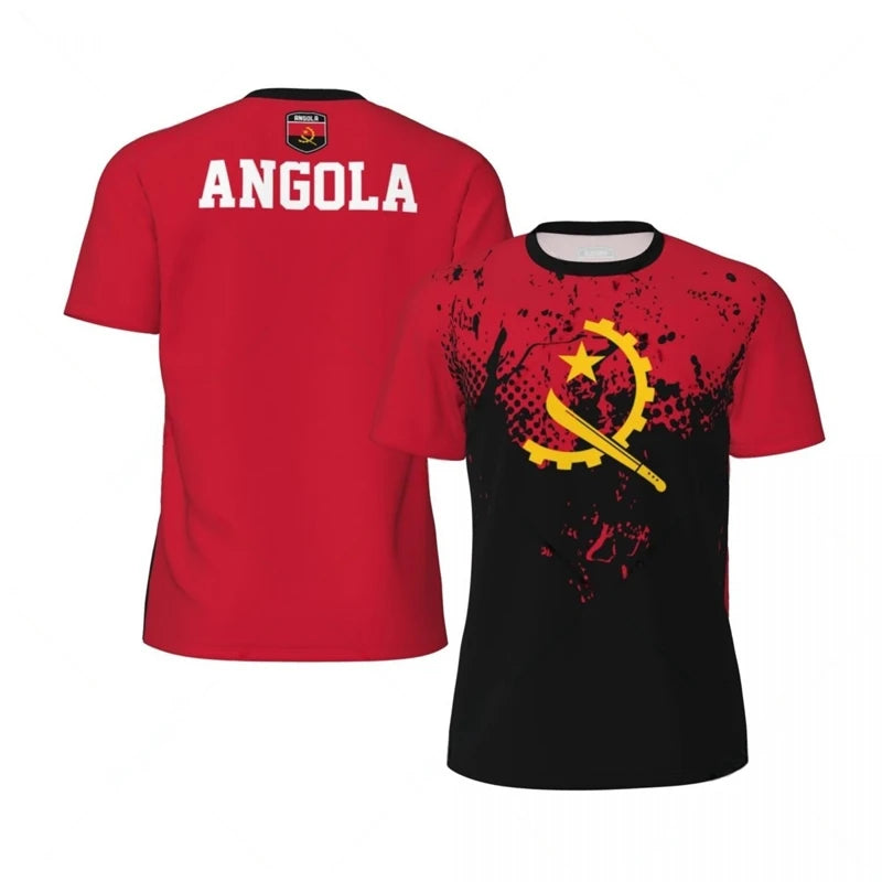 Angola Flag Jersey, Short Sleeves, Quick-Dry