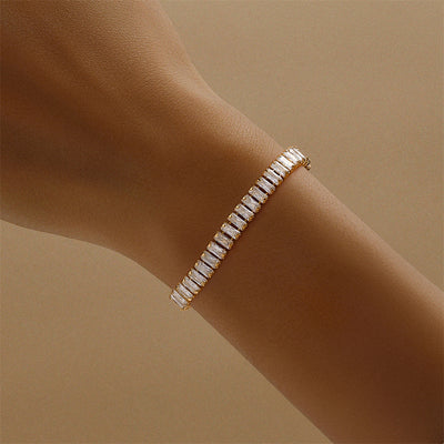 Bracelet carré classique en laiton style européen et américain avec chaîne sertie de strass