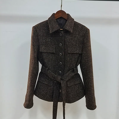 Manteau court vintage à lacets style français