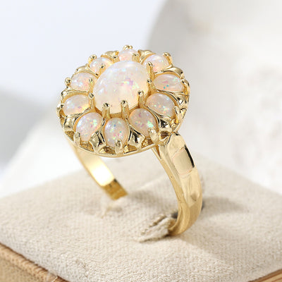 Bague cocktail florale de luxe style bohème