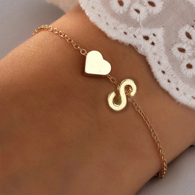 English Letter Graceful Personality Alloy Heart-shaped Letter Bracelet