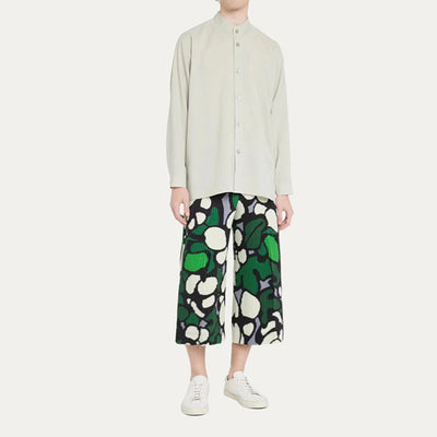 All-match Wide Leg Pants Hip Hop Pleated Cropped Printed Overalls Men
