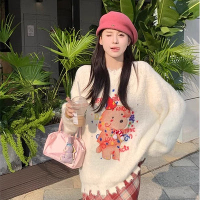Soft Round Neck Sweater For Women Autumn And Winter New Lazy Wind Loose
