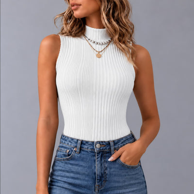 Women's Knitted Top Mock-neck Vest