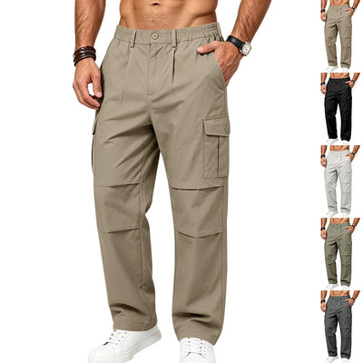 Pantalon décontracté ample coupe droite avec poches parachutiste