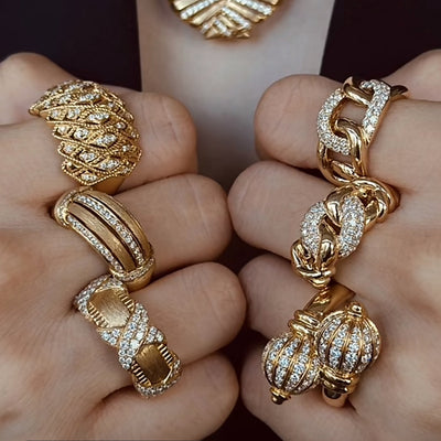 Tichen Design New Retro Trendy All-Match Ring For Women High Quality Vacuum Electroplating Anti-sensitive Fashion Ring