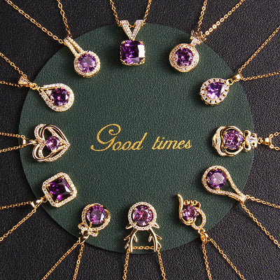 Nouveau collier zircon violet Douyin pour femme, design de niche style Instagram, pendentif cœur violet Donglai polyvalent