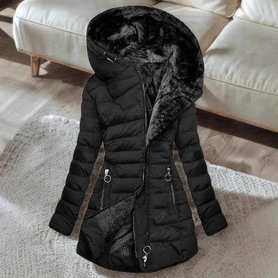 Manteau matelassé thermique à capuche doublé polaire