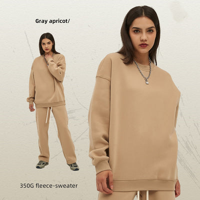 Men's Fleece-lined Thick Loose Round Neck Sweater