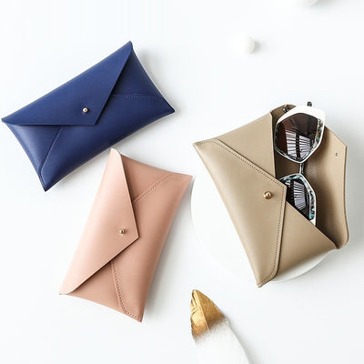 Simple Glasses Case Sunglasses Storage Leather Box Soft Bag