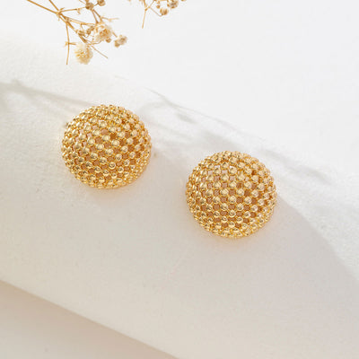 All-match Light Luxury Design Golden Hollow Ball Earrings Niche High Class Elegant Simple