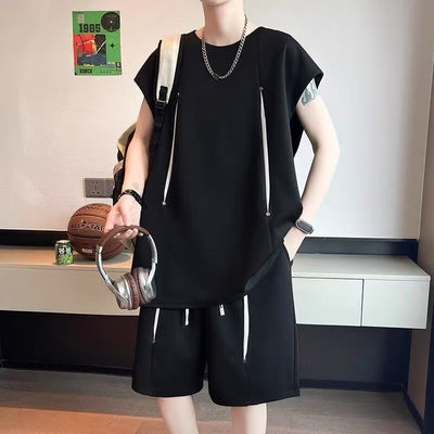 Men's Sleeveless Casual Sports Vest Set