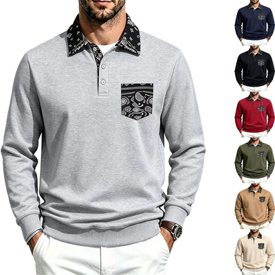 Sweat à capuche homme décontracté et tendance, color block, boutonné, col à revers, avec poches